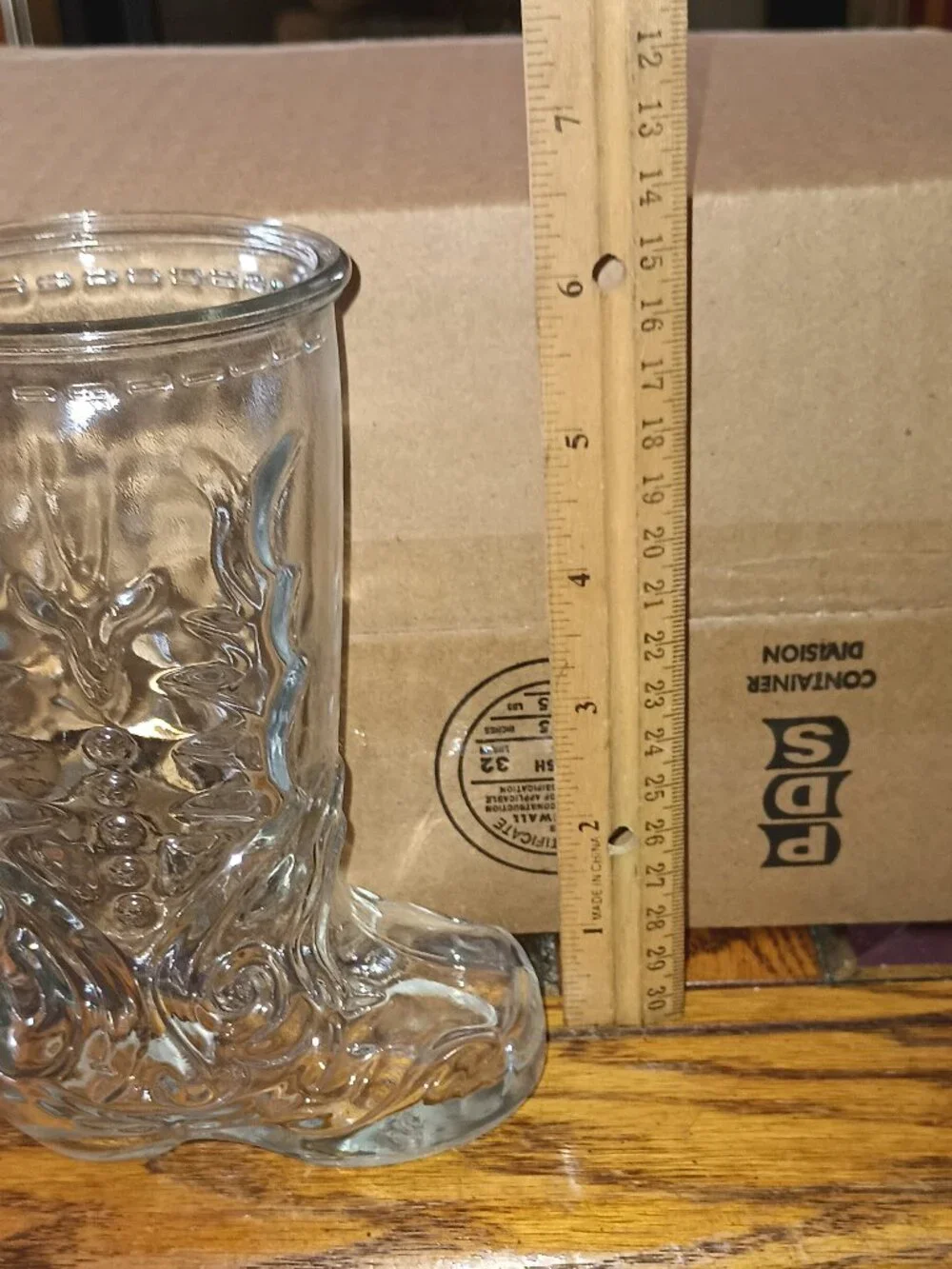 Authentic Mexican Clear Glass Cowboy Boot Beer Mugs 6.5